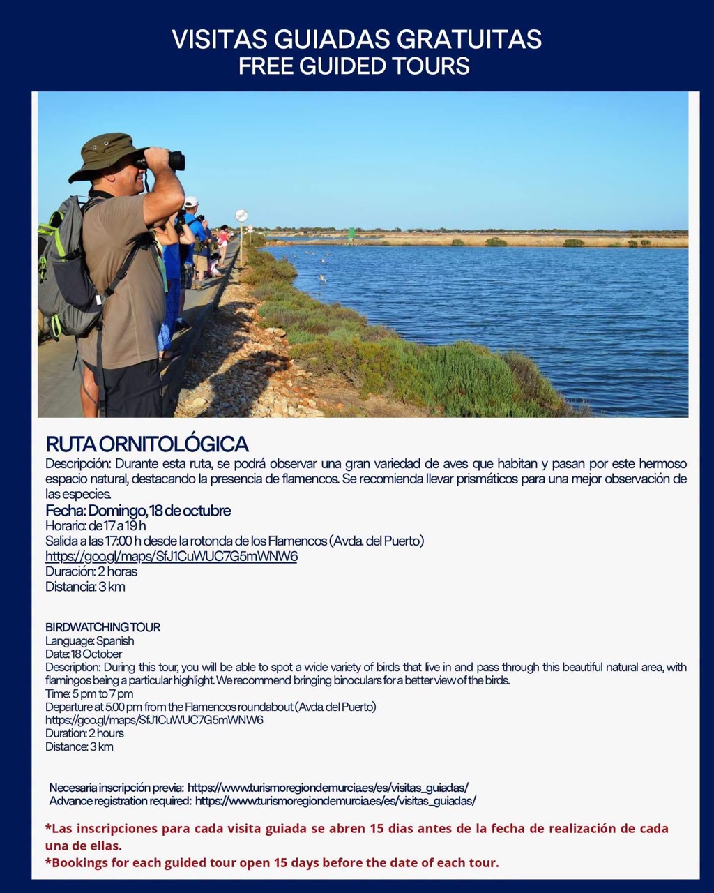 Ruta ornitológica en el Parque Regional Salinas y Arenales